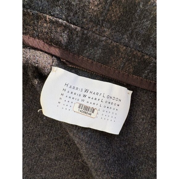 Harris Wharf London Wool Cashmere Blend Plaid Coat Jacket Navy Blue 36 2 - Picture 5 of 6